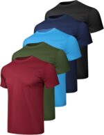 1/5 Pack Workout Shirts for Men Athletic Running Gym Quick Dry Short S... - Image 2