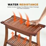 Teak Shower Chair Stool, 24 Inch Shower Bench Seat, Wooden Bathroom Be... - Image 4
