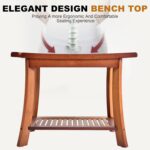 Teak Shower Chair Stool, 24 Inch Shower Bench Seat, Wooden Bathroom Be... - Image 6