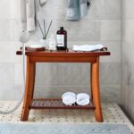Teak Shower Chair Stool, 24 Inch Shower Bench Seat, Wooden Bathroom Be... - Image 8