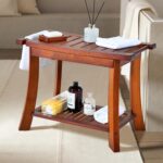 Teak Shower Chair Stool, 24 Inch Shower Bench Seat, Wooden Bathroom Be... - Image 9