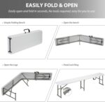 6ft Plastic Folding Bench with Carrying Handle & Lock, Portable Outdoo... - Image 7