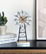 MODE HOME Farmhouse Windmill Desk Clock - 15.75 Inch Galvanized Metal ... - Image 3