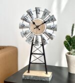 MODE HOME Farmhouse Windmill Desk Clock - 15.75 Inch Galvanized Metal ... - Image 4
