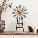 MODE HOME Farmhouse Windmill Desk Clock - 15.75 Inch Galvanized Metal ... - Image 6