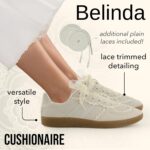 CUSHIONAIRE Belinda Women’s Lace Detail Casual Sneakers – Elegant Ribb... - Image 3