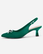 Coutgo Womens Kitten Heels Satin Pumps Slingback Pointed Toe Rhineston... - Image 3