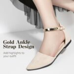 Zelaprox Women's Black Pointed Toe Flats Rhinestone Bow Ankle Strap Ba... - Image 3