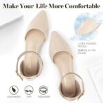 Zelaprox Women's Black Pointed Toe Flats Rhinestone Bow Ankle Strap Ba... - Image 4