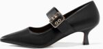 Coutgo Womens Kitten Heels Mary Jane Shoes Closed Pointed Toe Dress Sh... - Image 5