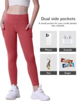 CHRLEISURE Girls' Athletic Leggings with Pockets, 5 Packs Kids Teen Da... - Image 3
