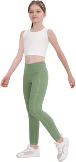 CHRLEISURE Girls' Athletic Leggings with Pockets, 5 Packs Kids Teen Da... - Image 5
