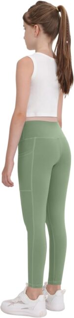 CHRLEISURE Girls' Athletic Leggings with Pockets, 5 Packs Kids Teen Da... - Image 6