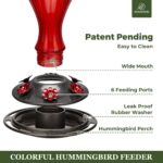 Kingsyard Glass Hummingbird Feeder 24 Ounces, 6 Feeding Ports, Hanging... - Image 4