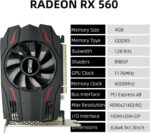 QTHREE Radeon RX 560 Graphics Card,4GB,GDDR5,128 Bits,DVI,HDMI,Display... - Image 3