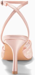 Coutgo Womens Rhinestone High Heels Closed Pionted Toe Bow Mesh Pumps ... - Image 3