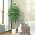 Ficus Artificial Tree 6ft Fake Silk Plant for Home Decor Indoor, Faux ... - Image 4