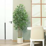 Ficus Artificial Tree 6ft Fake Silk Plant for Home Decor Indoor, Faux ... - Image 6