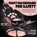 Pink Gaming Chair Cute with Cat Ears Paw Lumbar and Cushion,Ergonomic ... - Image 7