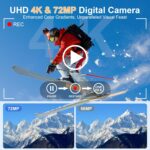 4K Digital Cameras for Images, 12X Optical Zoom 72MP Vlogging Cam... - Image 4