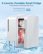 4L/6 Cans Mini Fridge, Transportable Compact Fridge, Small Pores and skin Care ... - Image 4