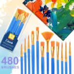 ESRICH 40pack/480pcs Paint Brushes, Nylon Hair Paint Brushes Set Spherical... - Image 7