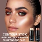 2Pcs Contour Stick to Brush Set, Highlighter and Bronzer Face Stick ... - Image 3
