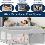 Child Playpen with Mat, 50x50 Inch Playpen with Mat Waterproof for Babi... - Image 3