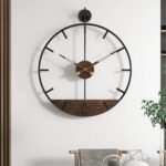 Trendy Wooden Walnut Dial Wall Clock, Massive Easy Wall Decor Steel Fram... - Image 3