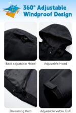 FARVALUE Males's Softshell Jacket with Hood Fleece Lined Windproof Coat ... - Image 6