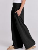 ANRABESS Ladies Linen Palazzo Pants Summer season Boho Extensive Leg Excessive Waist Cas... - Image 5