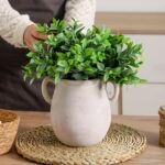 Ceramic Flower Vase House Decor - 7.1 Inch White Rustic Desk Flowers V... - Image 5