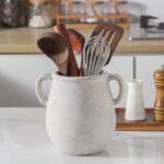 Ceramic Flower Vase House Decor - 7.1 Inch White Rustic Desk Flowers V... - Image 6