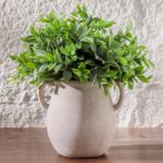 Ceramic Flower Vase House Decor - 7.1 Inch White Rustic Desk Flowers V... - Image 8