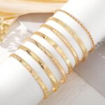 IFKM Gold Bangle Bracelets For Ladies, 14k Gold Plated Multi Layer Stac... - Image 7