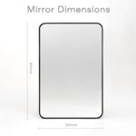 Wall Mount Mirror for Toilet, Brush Black Steel Framed Rounded Corne... - Image 3
