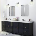 Wall Mount Mirror for Toilet, Brush Black Steel Framed Rounded Corne... - Image 5