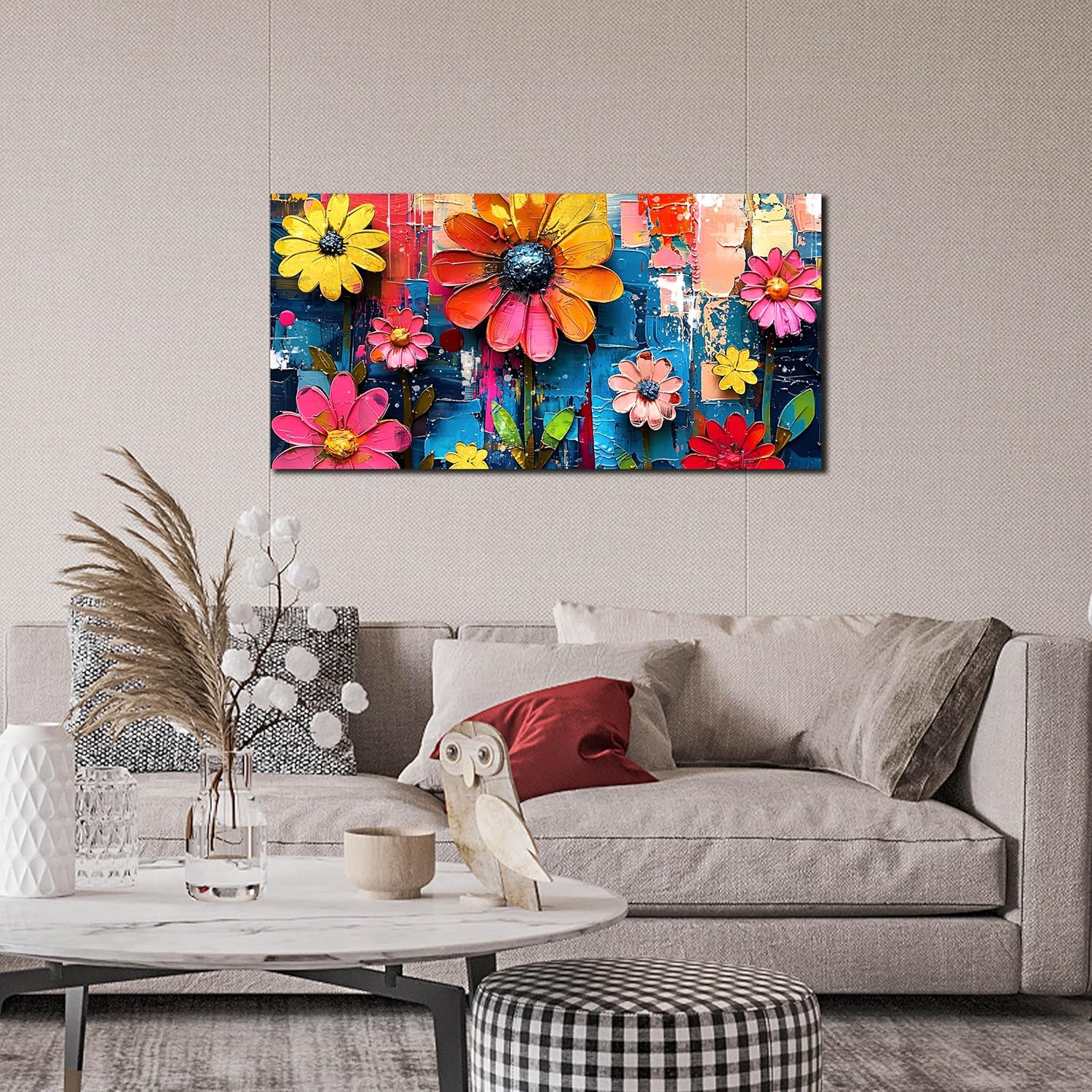 ZHAOSHOP Colourful Flowers Portray Wall Decor Residing Room - Floral Can... - Image 3