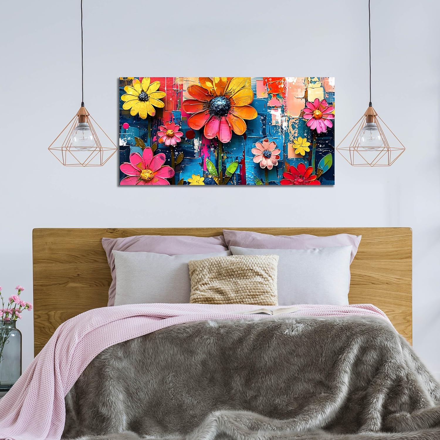 ZHAOSHOP Colourful Flowers Portray Wall Decor Residing Room - Floral Can... - Image 4