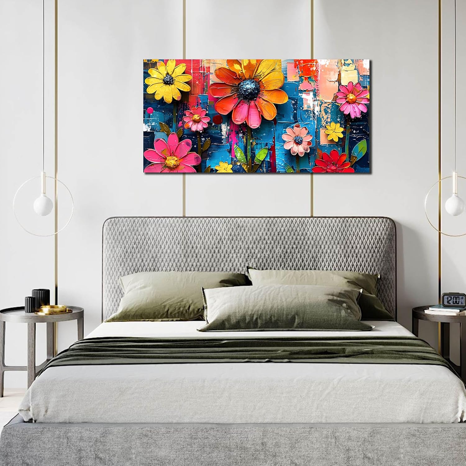 ZHAOSHOP Colourful Flowers Portray Wall Decor Residing Room - Floral Can... - Image 6