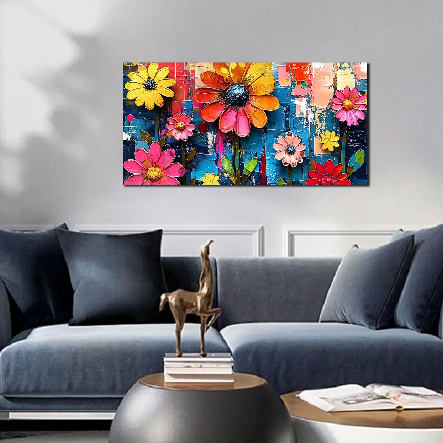 ZHAOSHOP Colourful Flowers Portray Wall Decor Residing Room - Floral Can... - Image 7