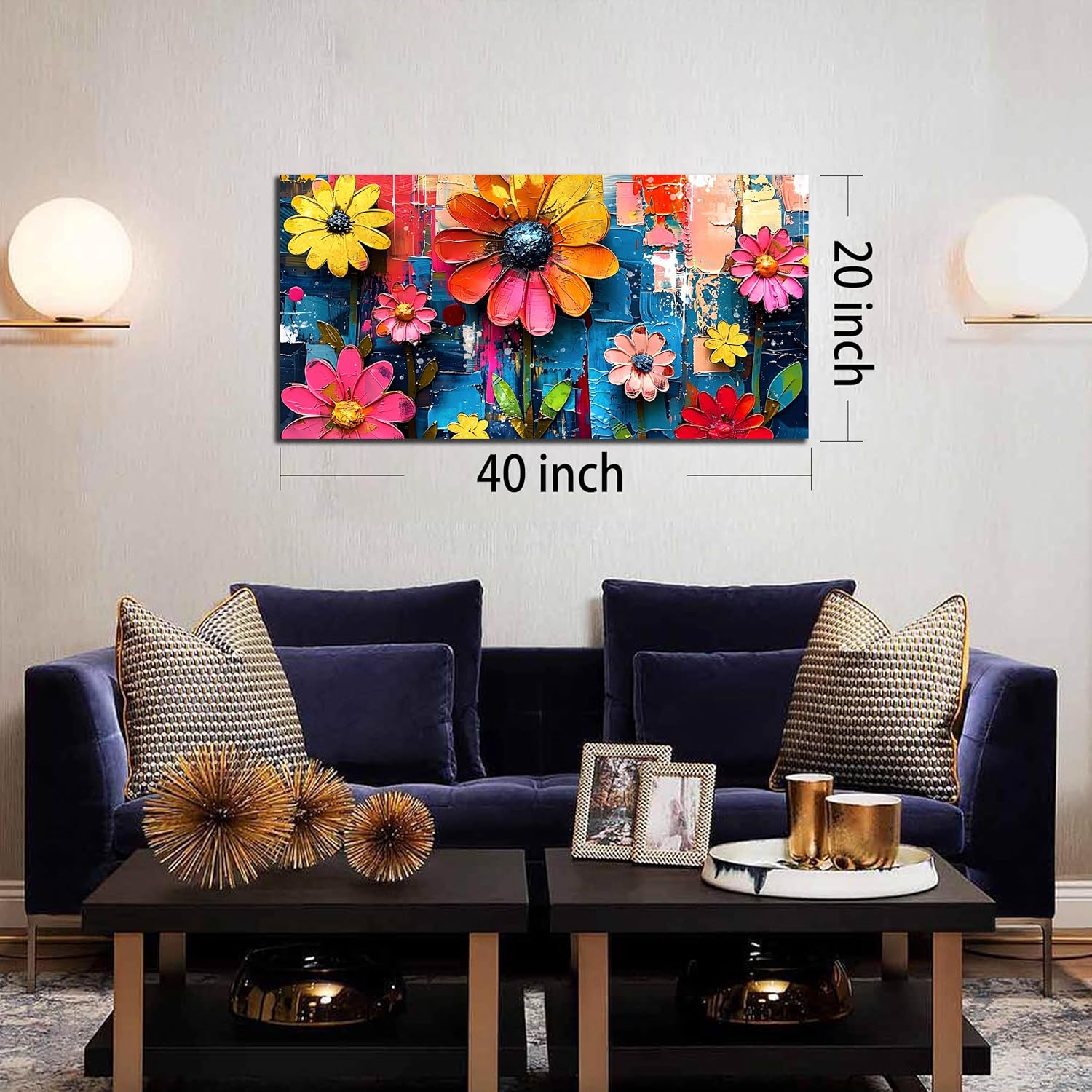 ZHAOSHOP Colourful Flowers Portray Wall Decor Residing Room - Floral Can... - Image 8