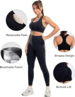 3 Piece Exercise Units for Ladies Butt Lifting Leggings with Excessive Influence ... - Image 3