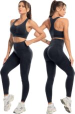 3 Piece Exercise Units for Ladies Butt Lifting Leggings with Excessive Influence ... - Image 4