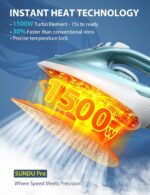 Sundu 1500W Steam Iron for Garments - Ceramic Coated Soleplate, Speedy H... - Image 3