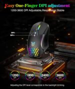 Wired PC Gaming Mouse: Excessive Precision Sensor,RGB Backlit, Adjustable D... - Image 3