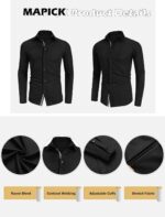 MAPICK Mens Informal Button Down Denim Shirts Lengthy Sleeve Untucked Stret... - Image 5