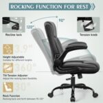 Leather-based Workplace Chair, PU Residence Pc Desk Chairs with Ergonomic Again... - Image 4