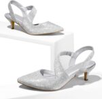 mysoft Girls's Costume Footwear Low Heels 2 inch Kitten Pumps Slingback Wed... - Image 3