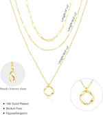 Layered Gold Necklaces for Girls,Stackable Dainty 14K Gold Silver Plat... - Image 6